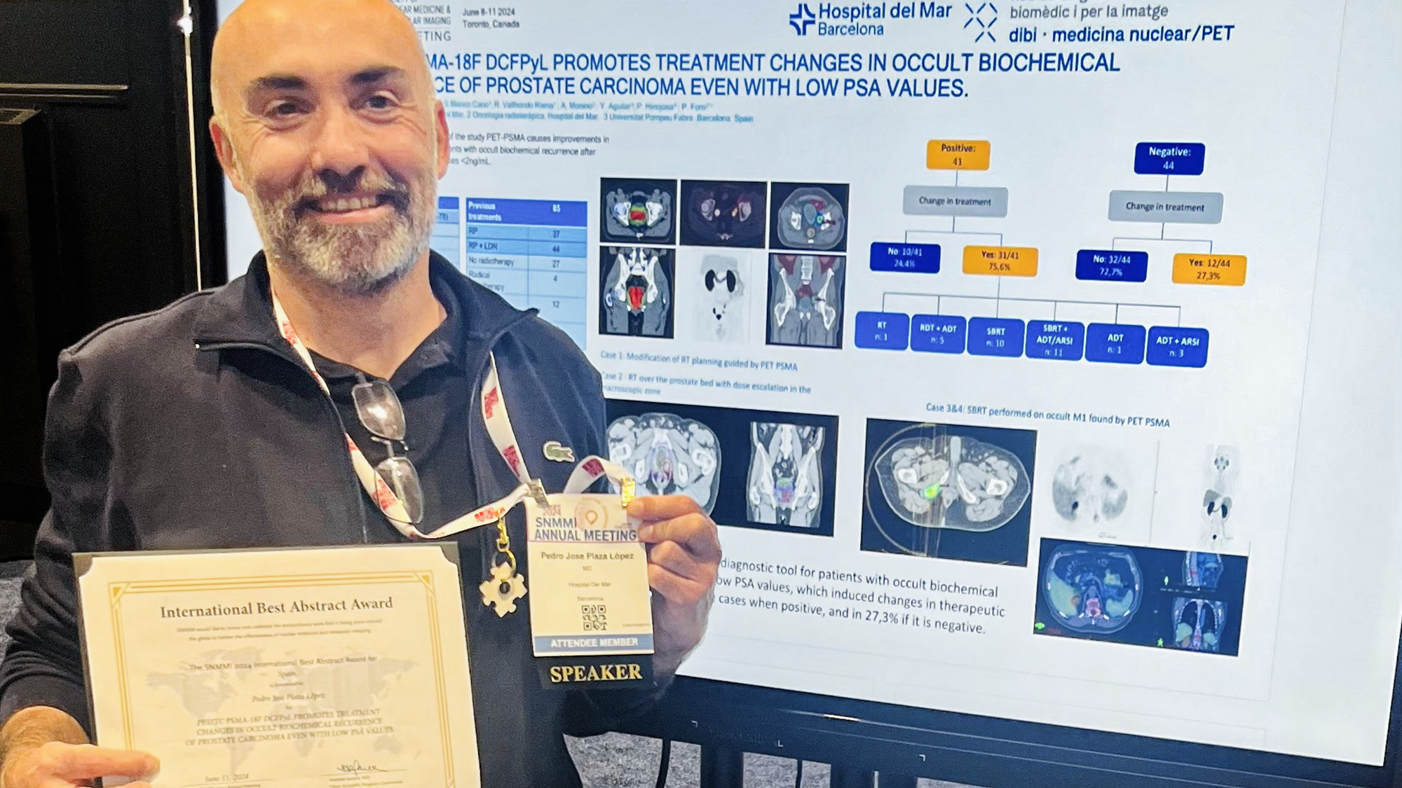 El Dr. Pedro Plaza López, guardonat amb un diploma International “Best Abstract Award” al congrés de la SNMMI